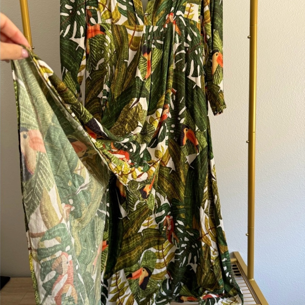 Farm Rio Green Tropical Maxi Dress Size M - Picture 5 of 8
